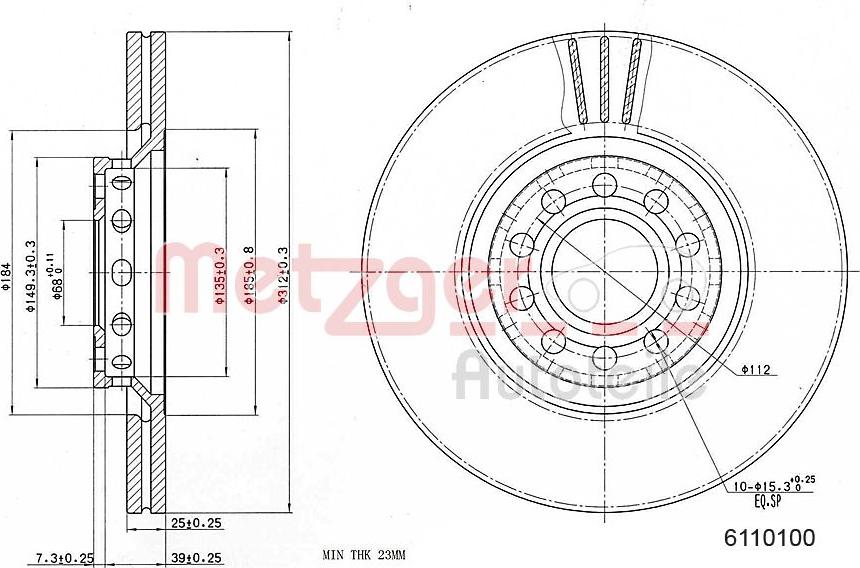 Metzger 6110100 - Brake Disc autospares.lv