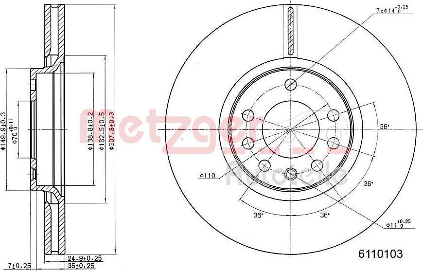 Metzger 6110103 - Brake Disc autospares.lv