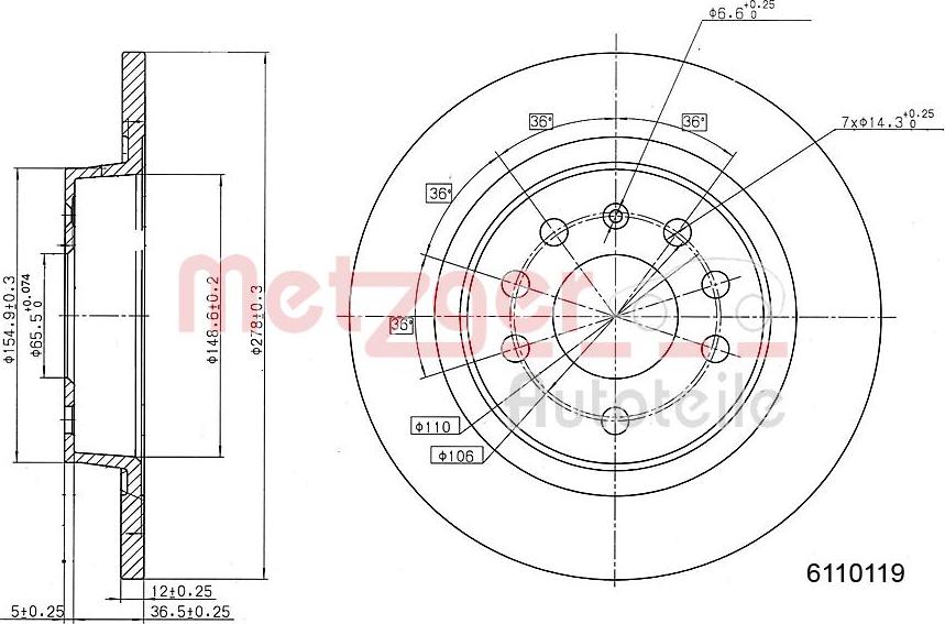 Metzger 6110119 - Brake Disc autospares.lv