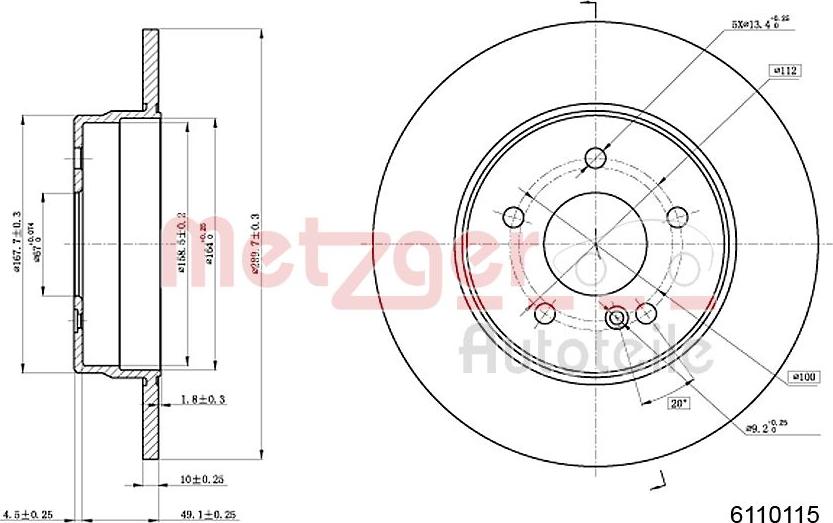 Metzger 6110115 - Brake Disc autospares.lv