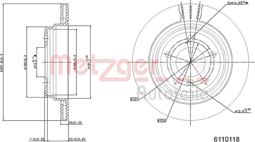 Metzger 6110118 - Brake Disc autospares.lv