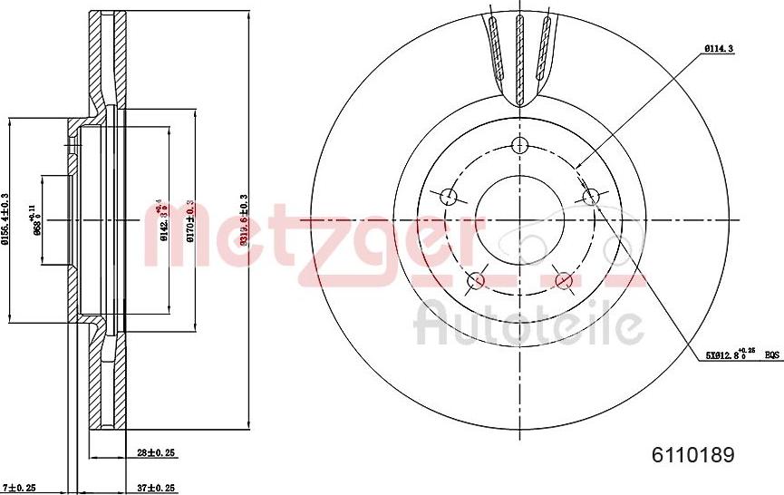 Metzger 6110189 - Brake Disc autospares.lv