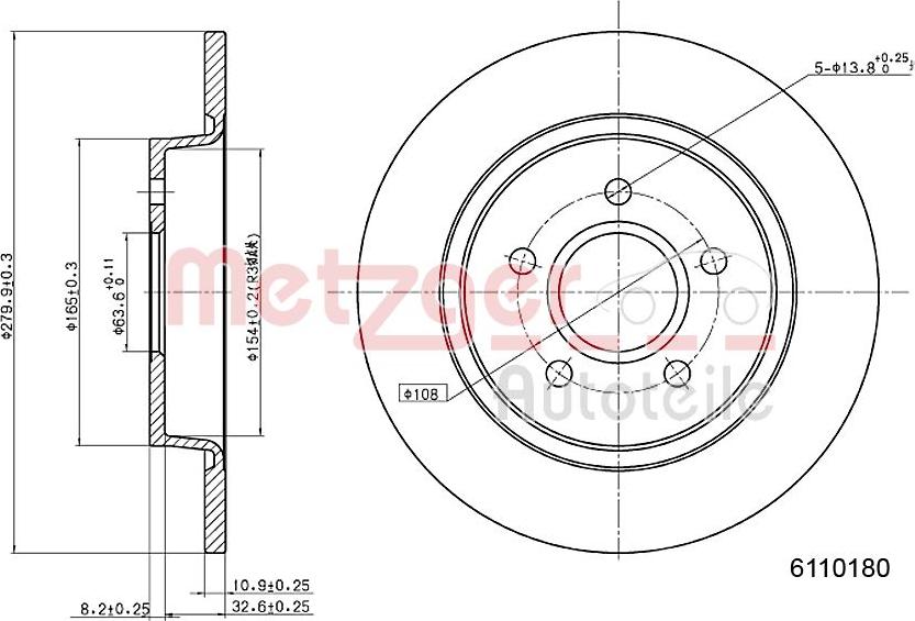 Metzger 6110180 - Brake Disc autospares.lv