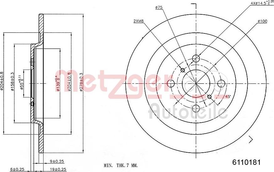 Metzger 6110181 - Brake Disc autospares.lv