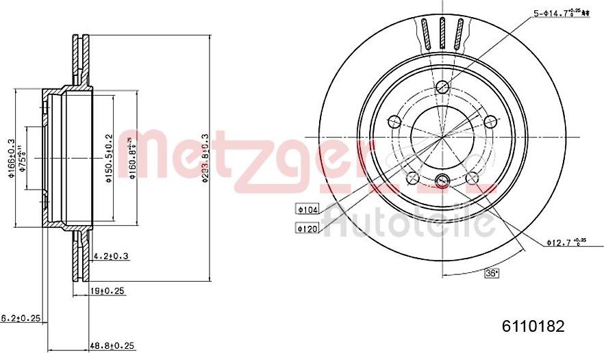 Metzger 6110182 - Brake Disc autospares.lv