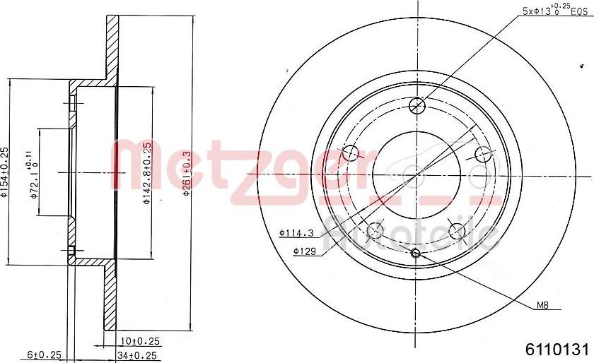 Metzger 6110131 - Brake Disc autospares.lv