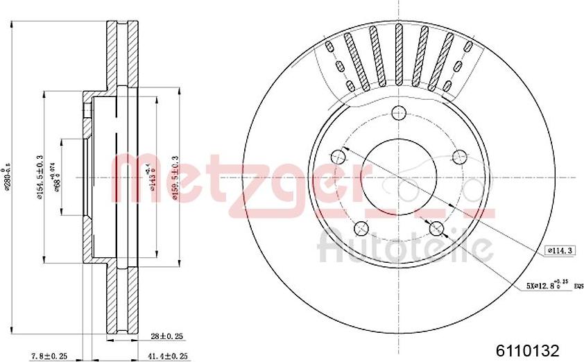 Metzger 6110132 - Brake Disc autospares.lv