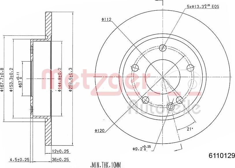 Metzger 6110129 - Brake Disc autospares.lv