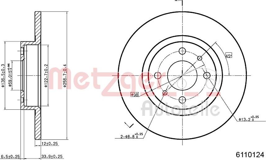 Metzger 6110124 - Brake Disc autospares.lv