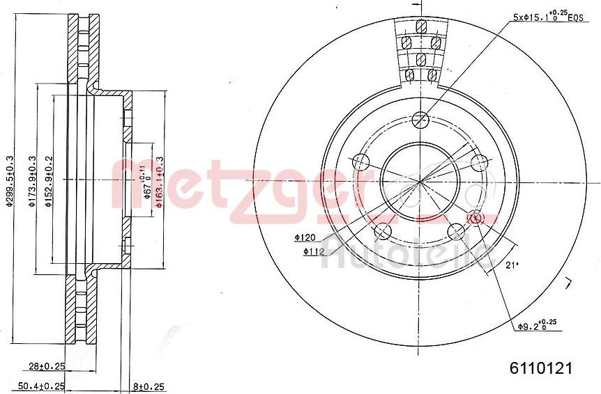 Metzger 6110121 - Brake Disc autospares.lv