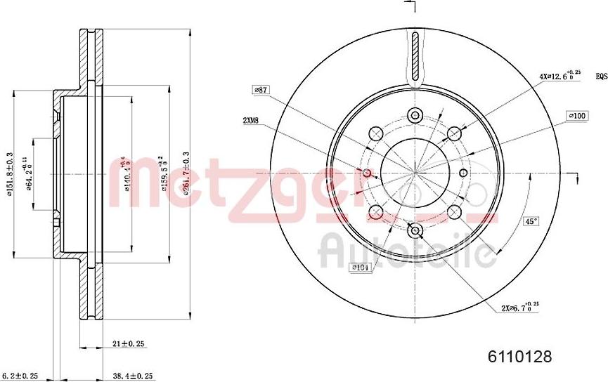 Metzger 6110128 - Brake Disc autospares.lv