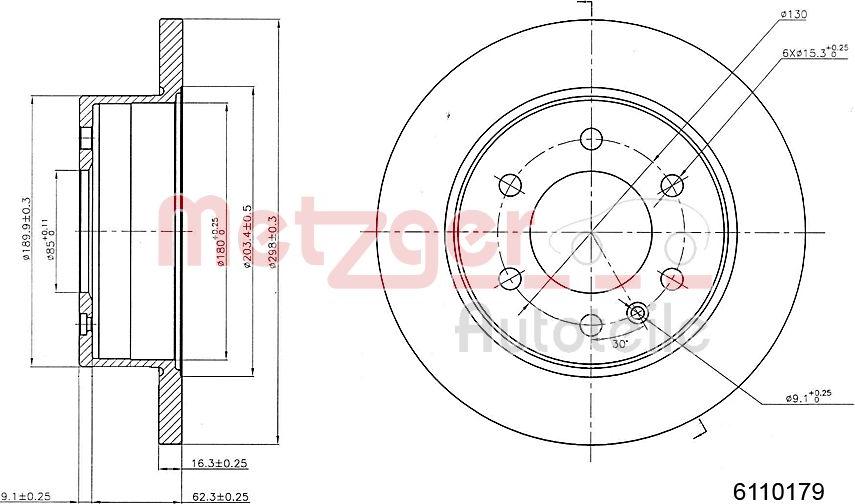 Metzger 6110179 - Brake Disc autospares.lv