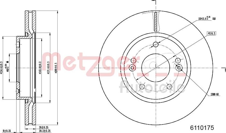 Metzger 6110175 - Brake Disc autospares.lv