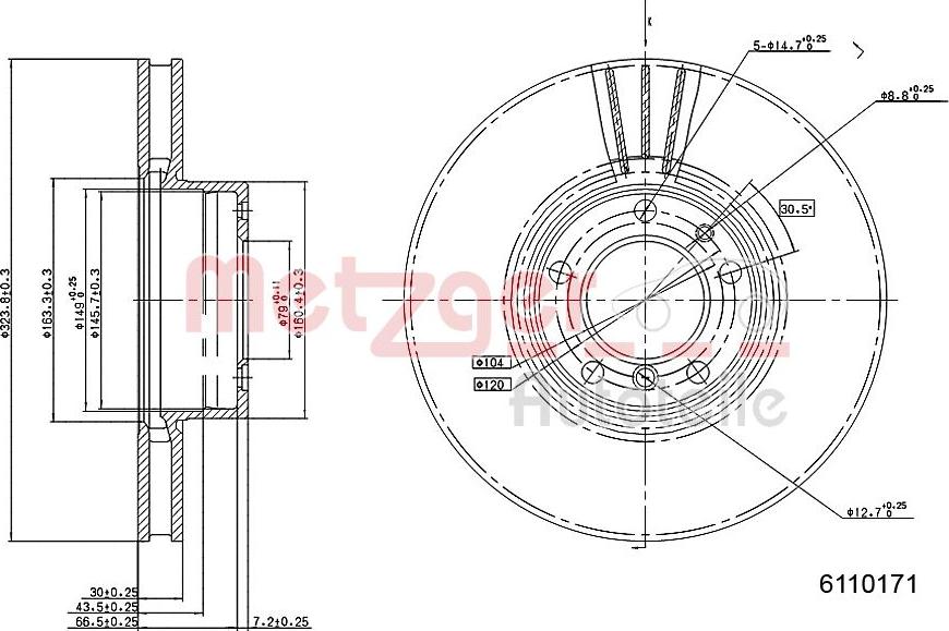 Metzger 6110171 - Brake Disc autospares.lv