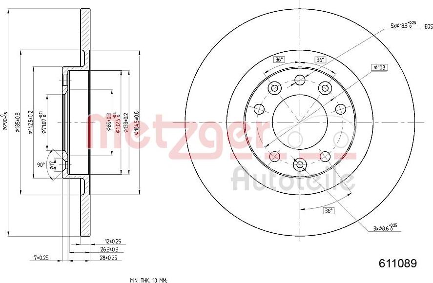 Metzger 6110890 - Brake Disc autospares.lv