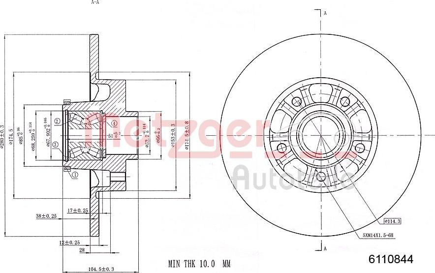 Metzger 6110844 - Brake Disc autospares.lv