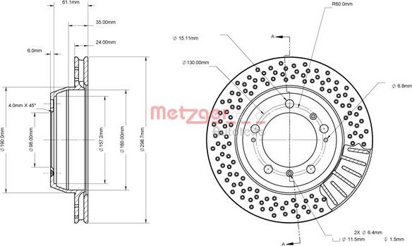 Metzger 6110841 - Brake Disc autospares.lv