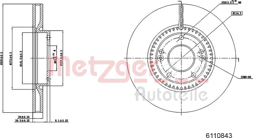 Metzger 6110843 - Brake Disc autospares.lv