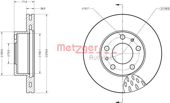 Metzger 6110851 - Brake Disc autospares.lv