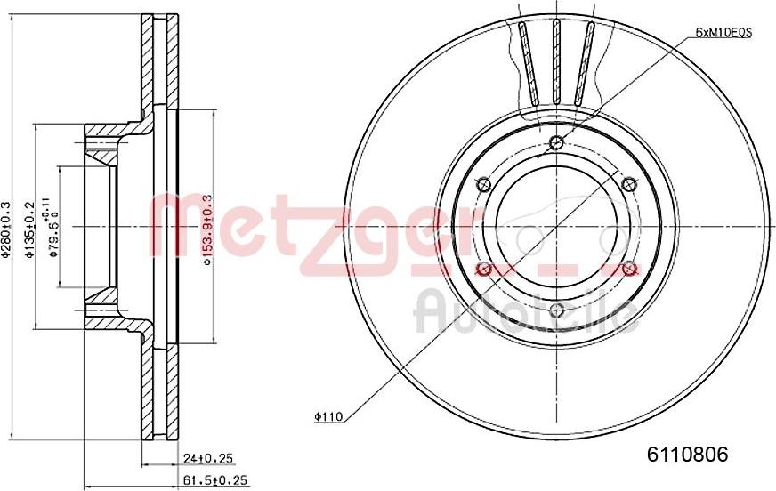 Metzger 6110806 - Brake Disc autospares.lv