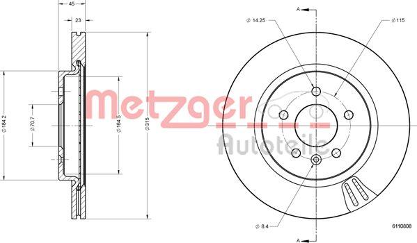 Metzger 6110808 - Brake Disc autospares.lv