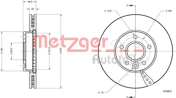 Metzger 6110811 - Brake Disc autospares.lv