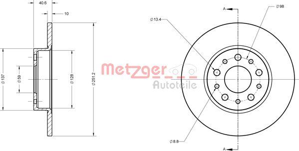 Metzger 6110828 - Brake Disc autospares.lv