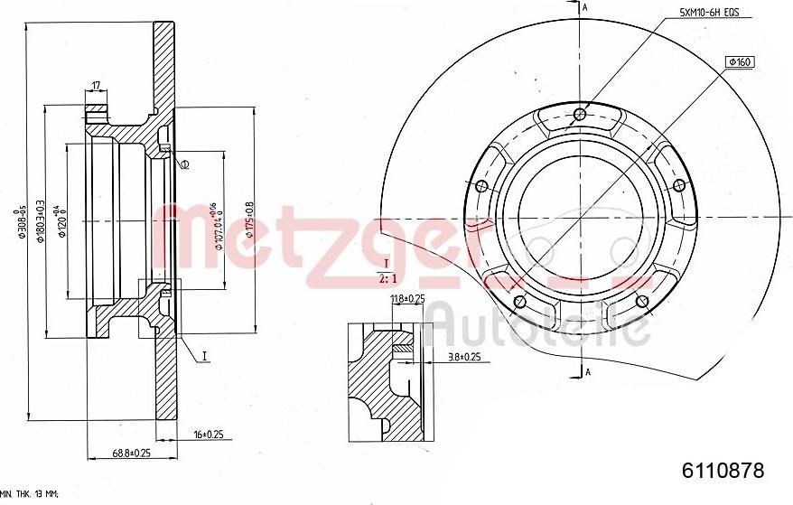 Metzger 6110878 - Brake Disc autospares.lv