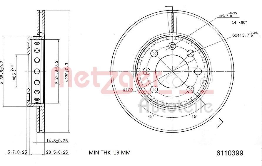 Metzger 6110399 - Brake Disc autospares.lv