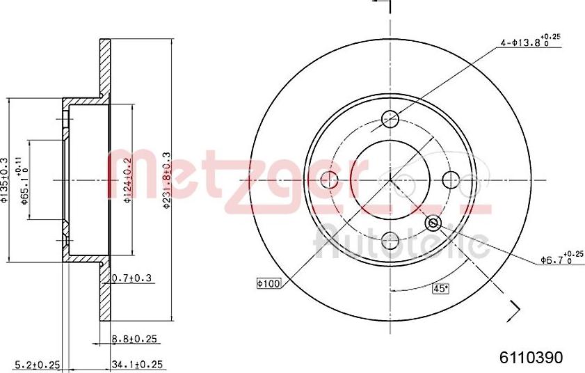 Metzger 6110390 - Brake Disc autospares.lv