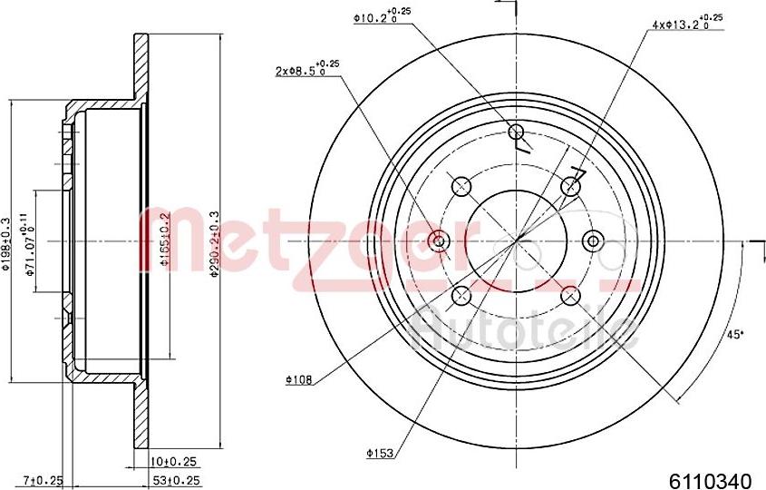 Metzger 6110340 - Brake Disc autospares.lv