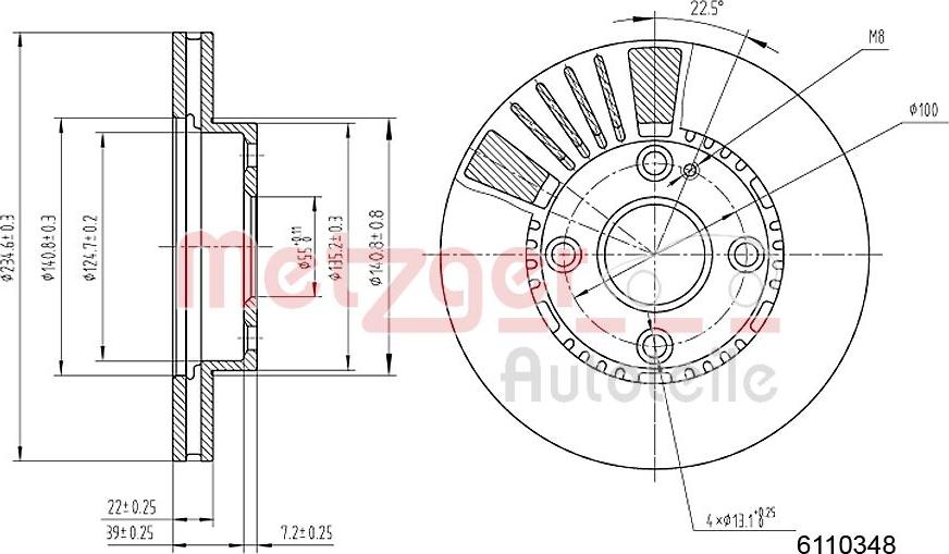 Metzger 6110348 - Brake Disc autospares.lv