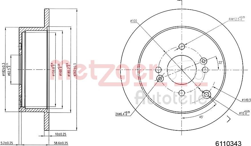 Metzger 6110343 - Brake Disc autospares.lv