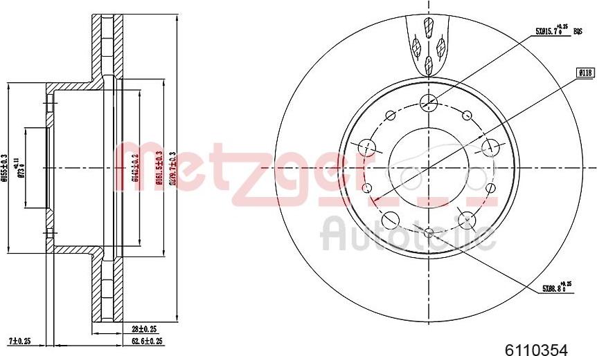 Metzger 6110354 - Brake Disc autospares.lv