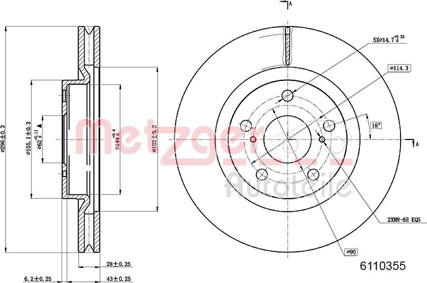 Metzger 6110355 - Brake Disc autospares.lv