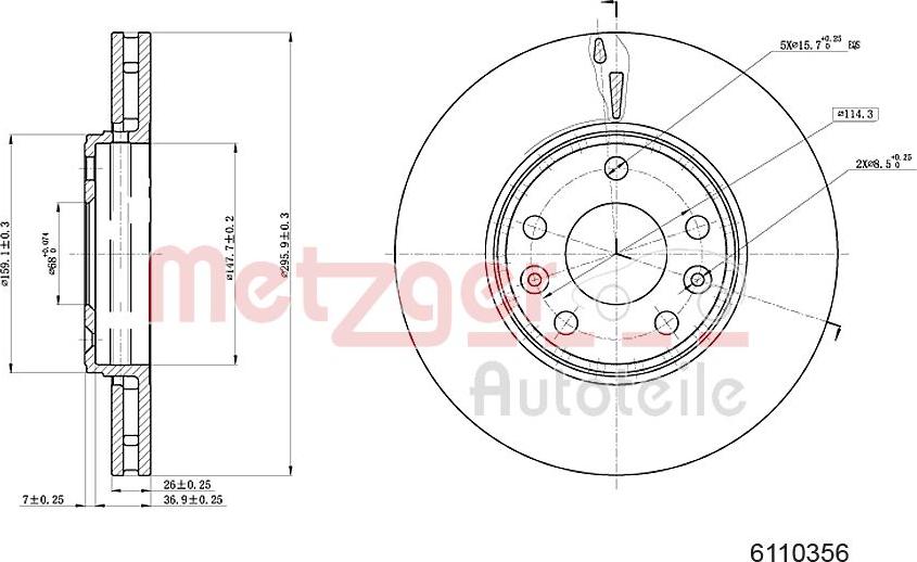 Metzger 6110356 - Brake Disc autospares.lv