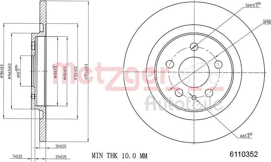 Metzger 6110352 - Brake Disc autospares.lv