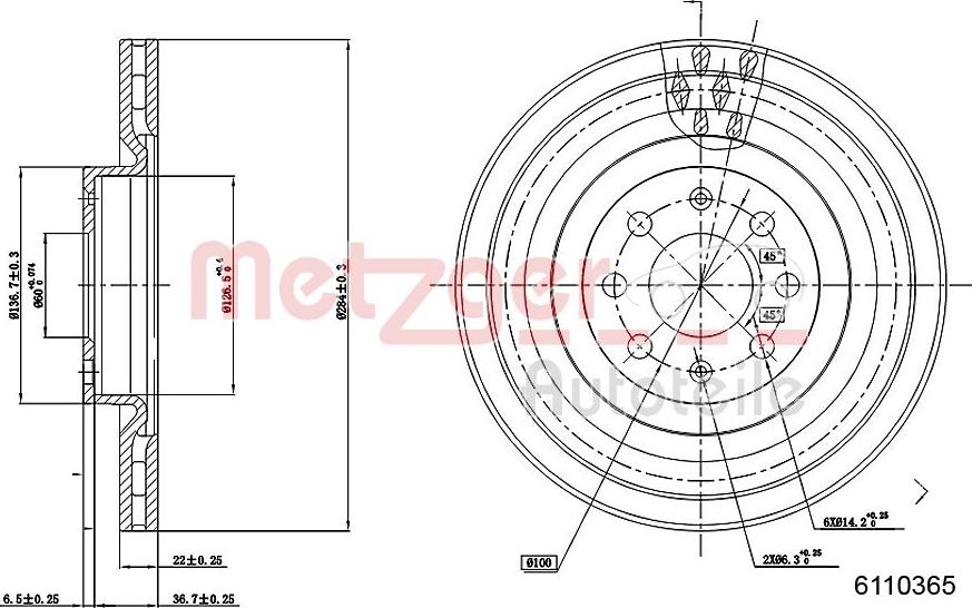 Metzger 6110365 - Brake Disc autospares.lv