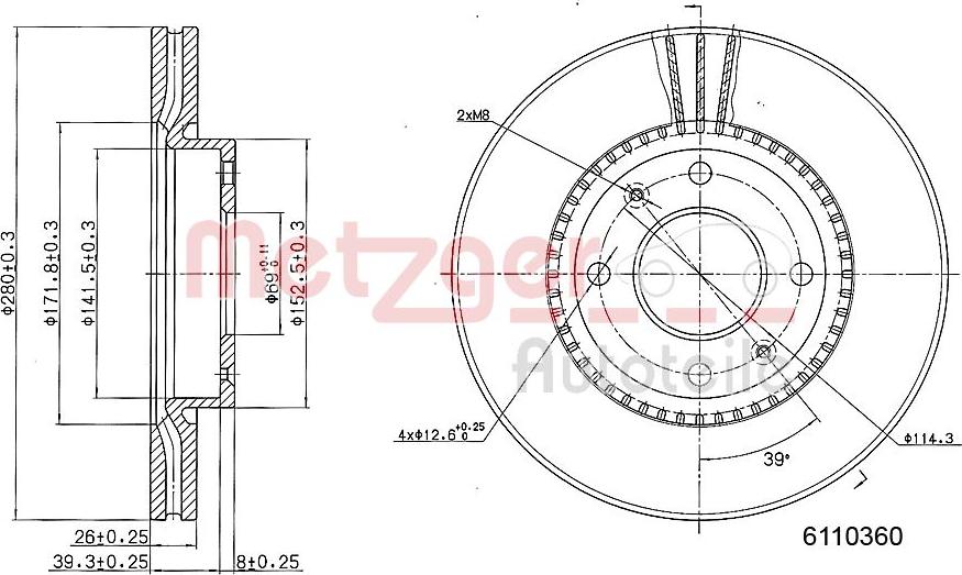 Metzger 6110360 - Brake Disc autospares.lv