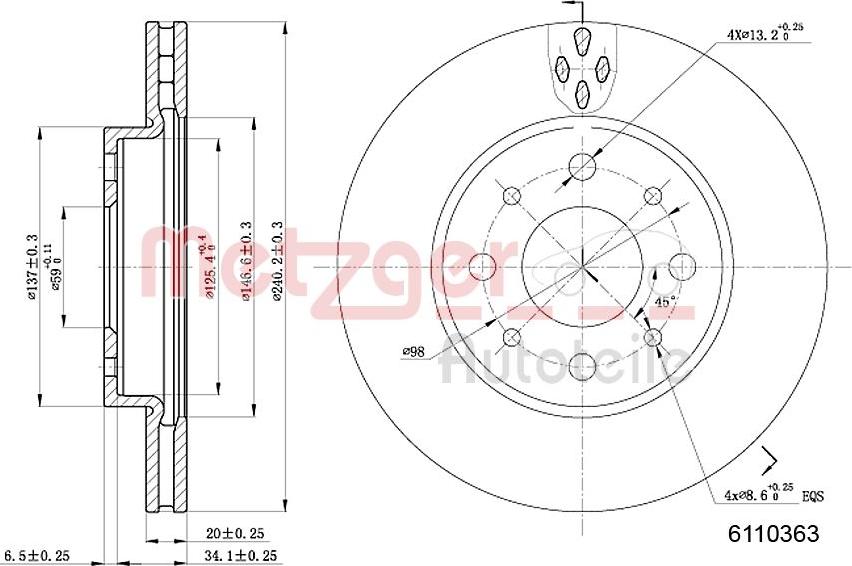 Metzger 6110363 - Brake Disc autospares.lv