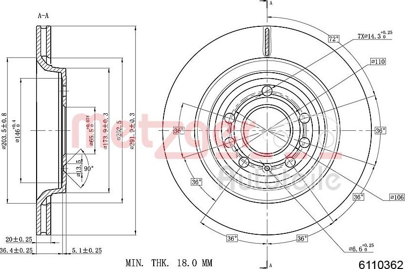 Metzger 6110362 - Brake Disc autospares.lv