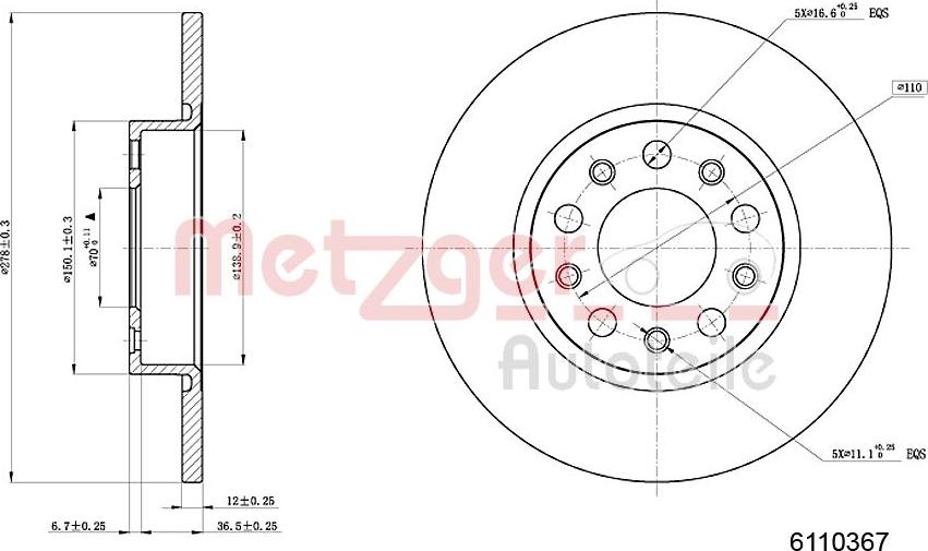 Metzger 6110367 - Brake Disc autospares.lv