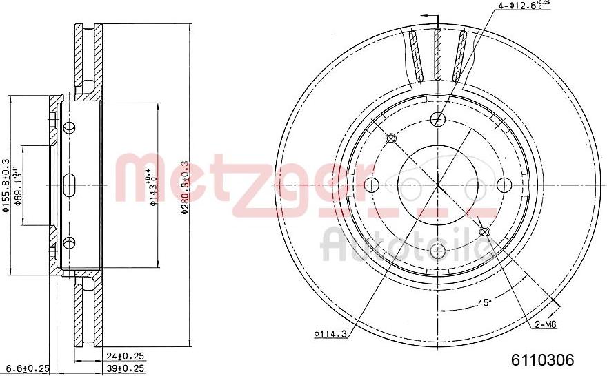 Metzger 6110306 - Brake Disc autospares.lv