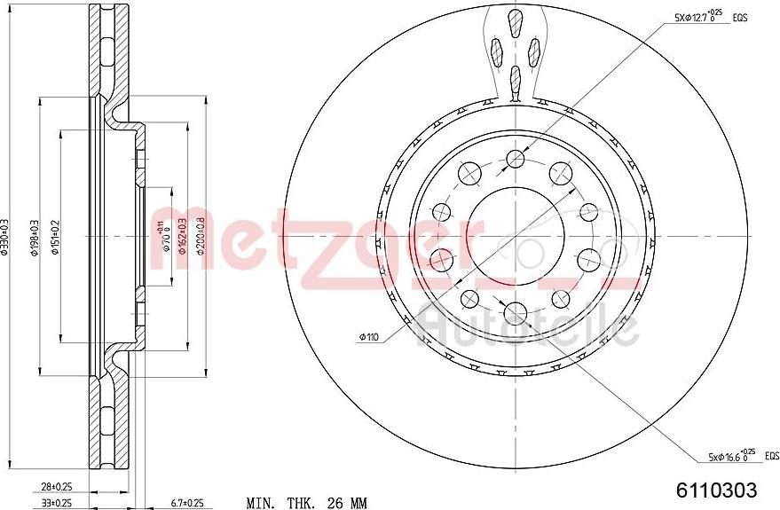 Metzger 6110303 - Brake Disc autospares.lv