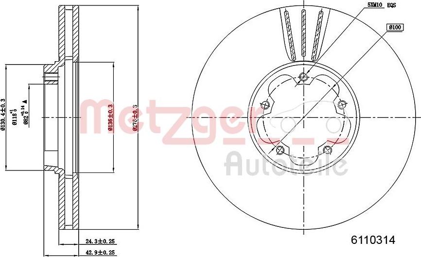 Metzger 6110314 - Brake Disc autospares.lv