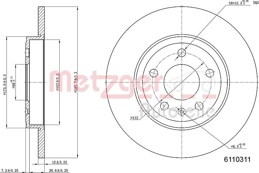 Metzger 6110311 - Brake Disc autospares.lv