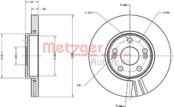 Metzger 6110386 - Brake Disc autospares.lv