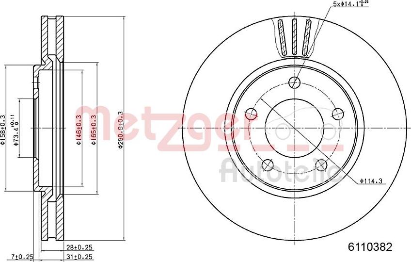 Metzger 6110382 - Brake Disc autospares.lv