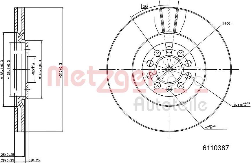 Metzger 6110387 - Brake Disc autospares.lv