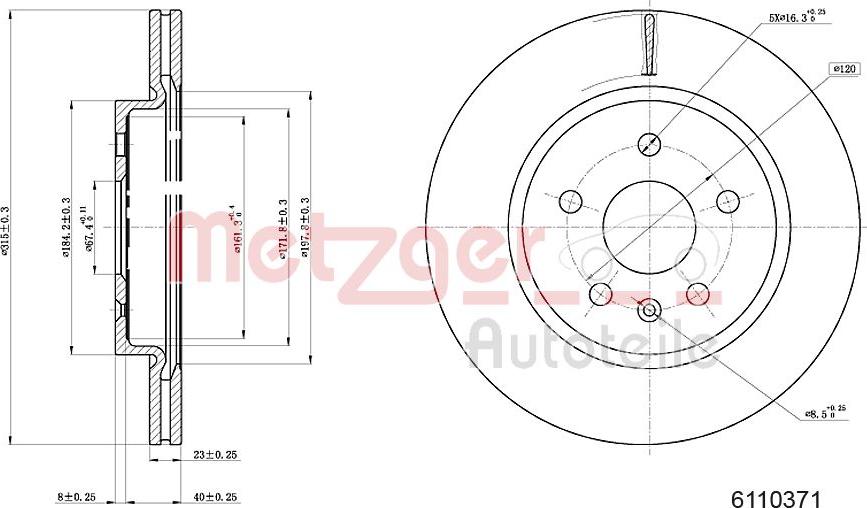 Metzger 6110371 - Brake Disc autospares.lv